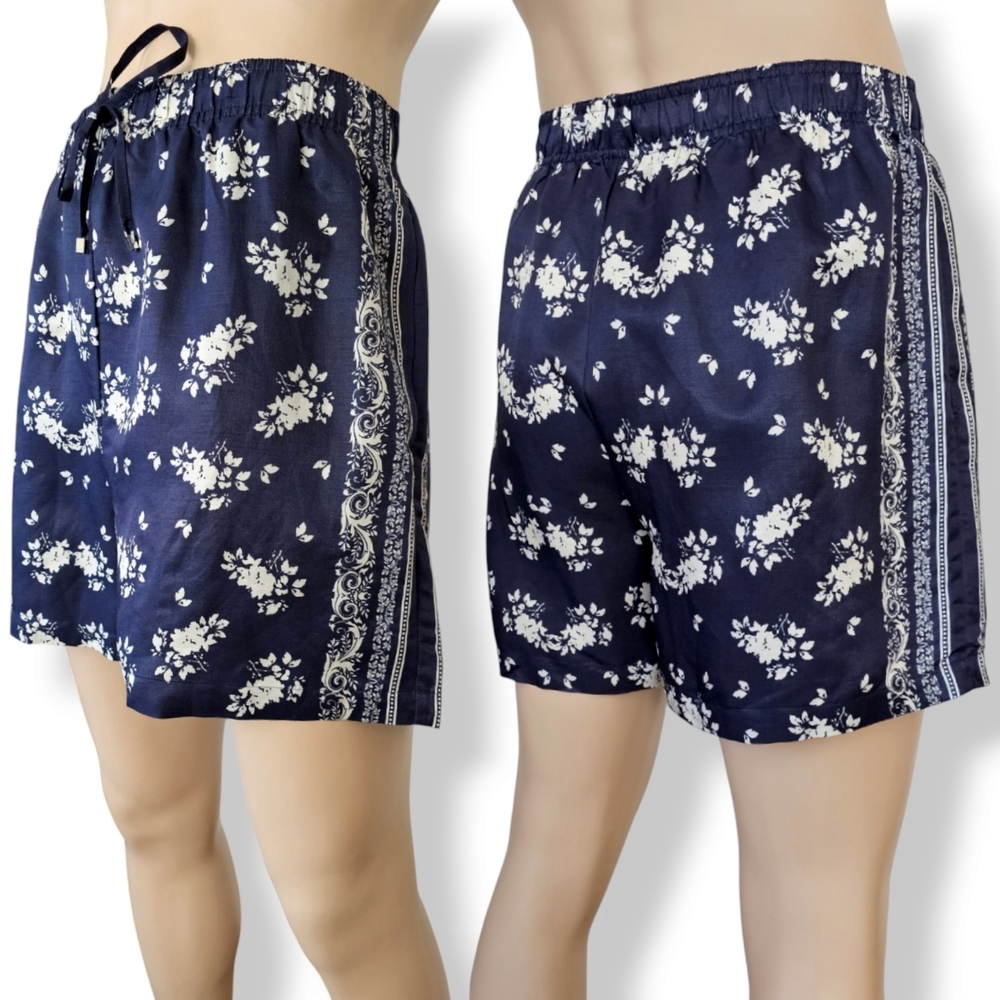 Royalty by Maluma Navy Blue & White Heraldic Floral Shorts Size XL- Macy's